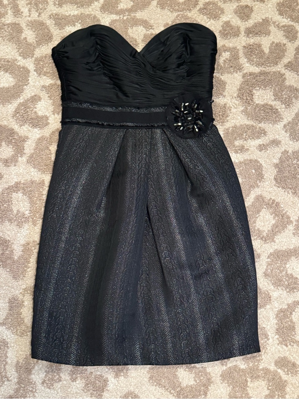 BCBGMaxAzria Black Strapless Cocktail Dress with Jeweled Accent